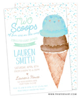 Ice Cream Twins Babies Shower Invitation